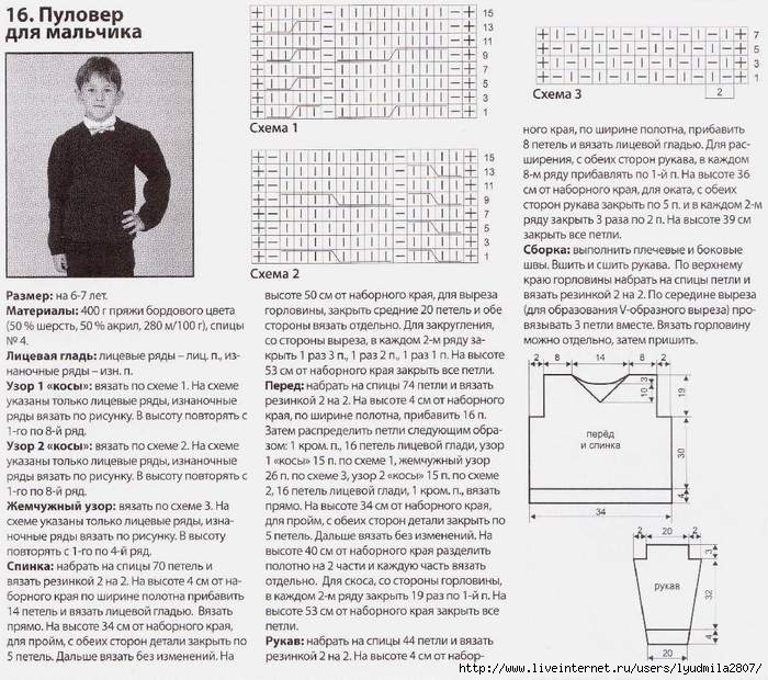 Свитер с косами для мальчика схема