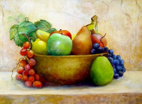 Как нарисовать натюрморт с фруктами и вазой, кувшин с цветами рисунок