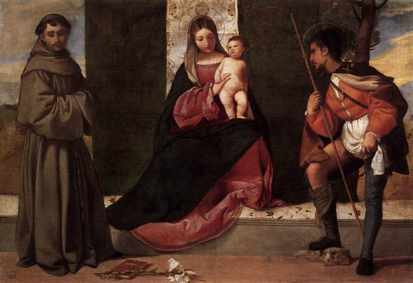 10 Джорджоне Святой Рох со святым Антонием и Девой Марией (600x411, 215Kb)
