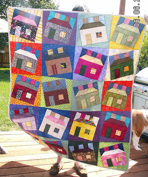 Happy scrappy houses quilt, Robicole, quilting.about.com (585x700, 561Kb)