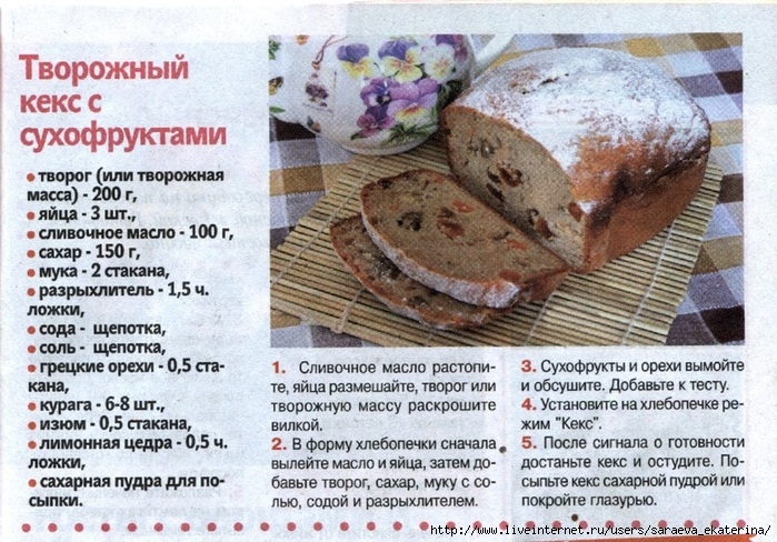 Творожный кекс в хлебопечке lg рецепты с фото