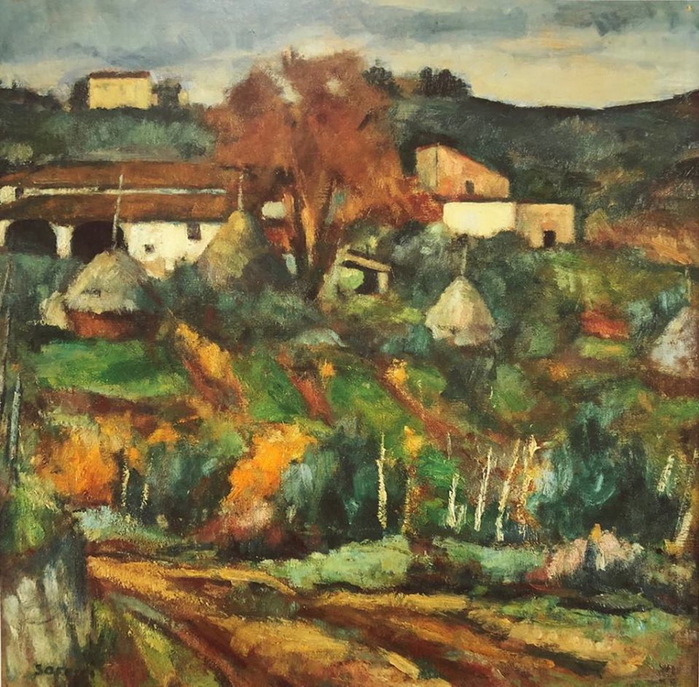 1926 Autunno a Poggio a Caiano, Olio su tela, 70 x 70 cm.  (700x687, 203Kb)