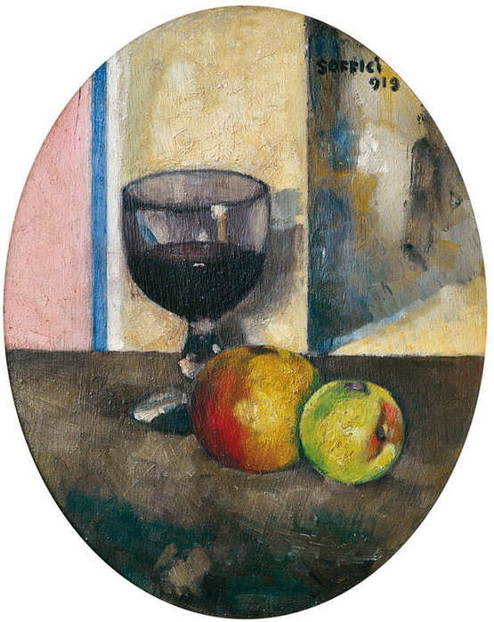1919 Mele e calice di vino. , . 42 x 33 cm; Viareggio, Società di Belle Arti (555x700, 158Kb)