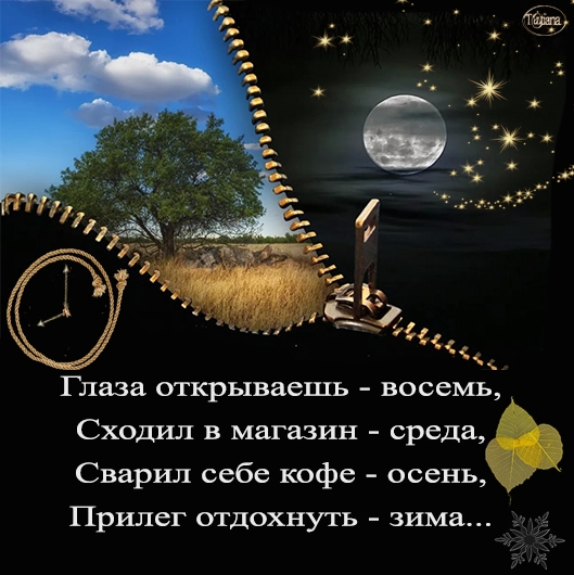 Глаза открываешь – восемь, сходил в магазин – суббота, …