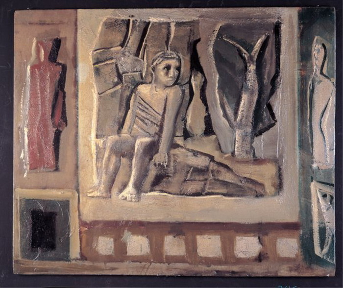 1942-1943 Composizione arcaica, olio su tavola, 50x60 cm,  (700x588, 141Kb)