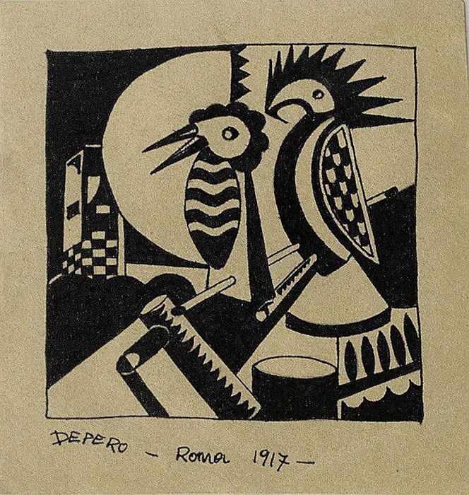 1917 Papageien, Tusche auf Papier, 13,2x13 cm (664x700, 261Kb)
