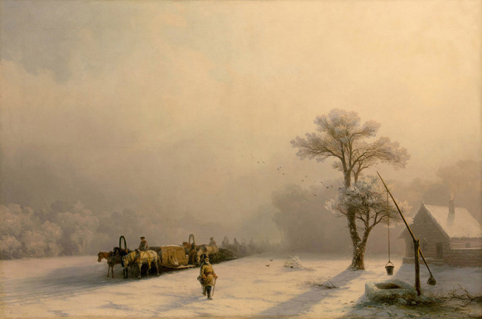 Зимний обоз в пути. И. Айвазовский, 1857 год. (700x464, 63Kb)