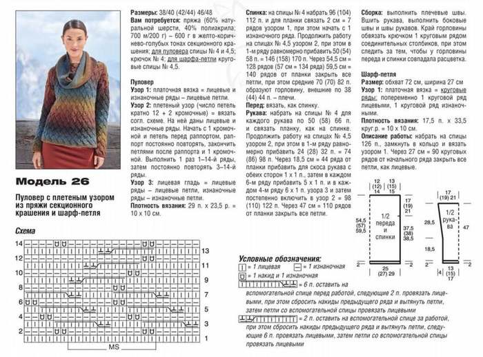 Кофта из секционной пряжи спицами схемы