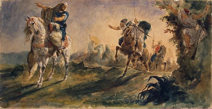 Eugene Delacroix - Arab-Riders-on-Scouting-Mission 1862 (700x361, 78Kb)