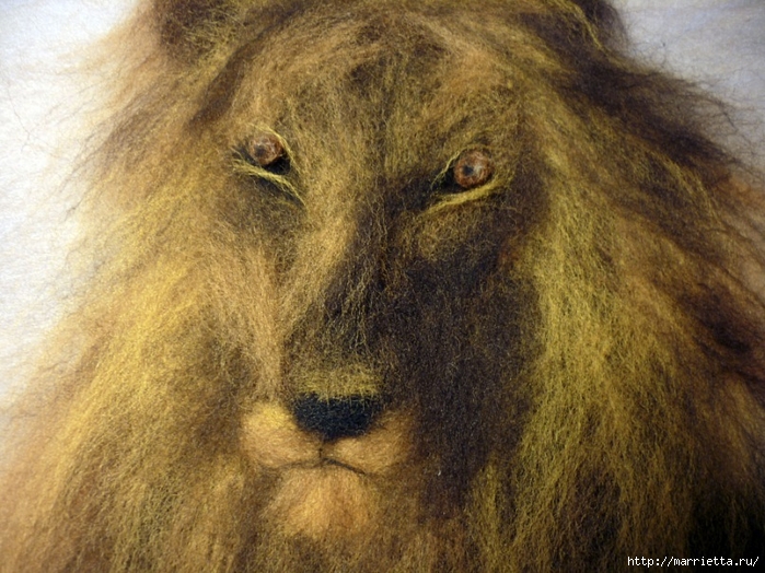 Рисуем шерстью картину «Царь зверей» (7) (700x524, 331Kb)