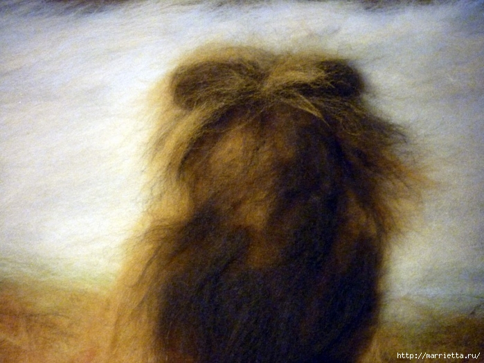 Рисуем шерстью картину «Царь зверей» (20) (700x524, 273Kb)