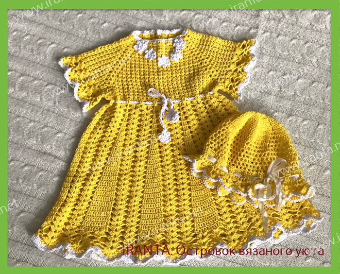 Детское платье и повязка на голову Кофейная феечка. Работа Alise Crochet