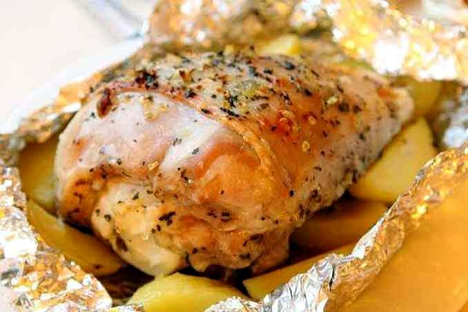 Картофель с курицей в фольге в духовке рецепт с фото