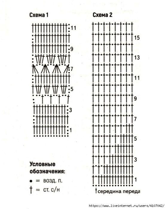 Топ с бахромой крючком схема