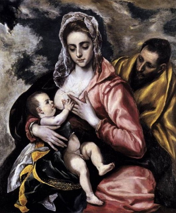 1585-1590 Sfânta Familie. ulei pe pânză, Hispanic Society, New York, SUA (578x700, 134Kb)