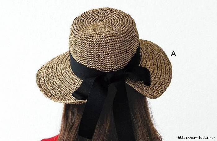 Летняя соломенная шляпка крючком для девочки (4) (700x455, 210Kb)
