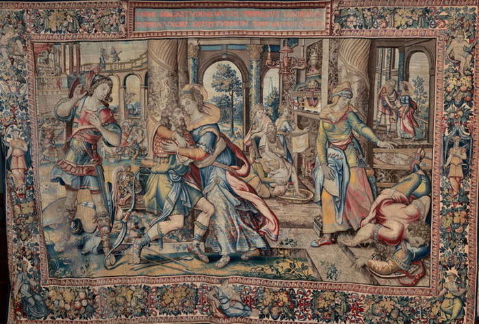 1550-1565 Niclaes Hellinck (fl.1559-1576), after Michiel I Coxie, The homecoming of Ulysses, Brussels, tapestry, 364 x 500 cm (700x474, 203Kb)