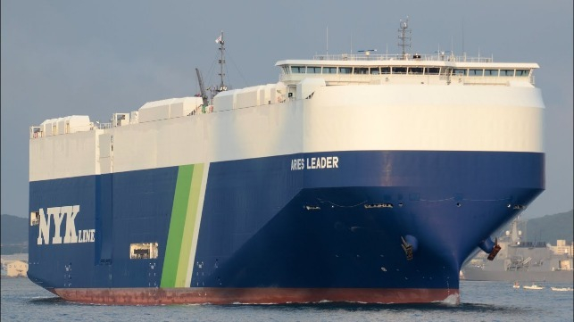 NYK's flagship car carrier, the Aries Leader (643x361, 126Kb)