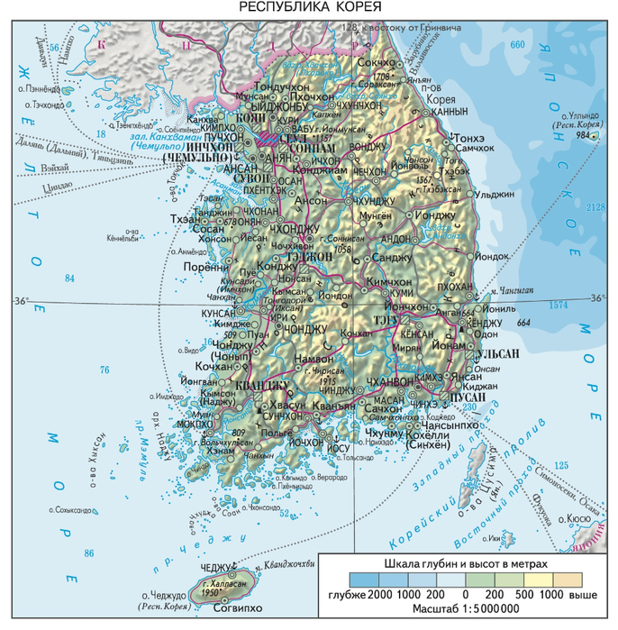 Карта южной кореи на русском