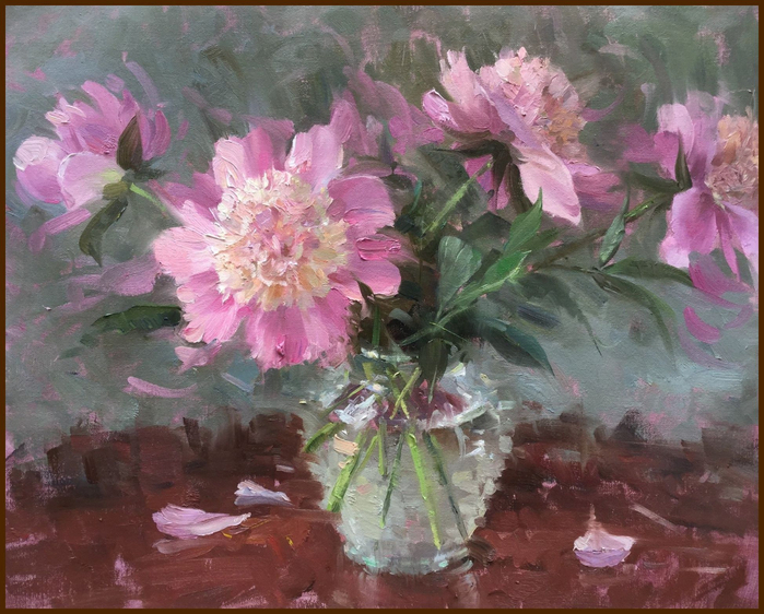 004. Pink Peonies in a Glass Vase (700x562, 440Kb)
