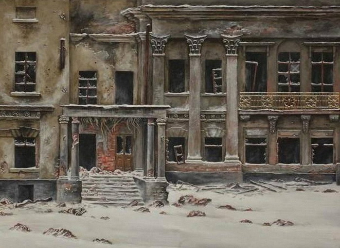 1941 Дом Голицыных на Волхонке, декабрь 1941г. (700x511, 119Kb)