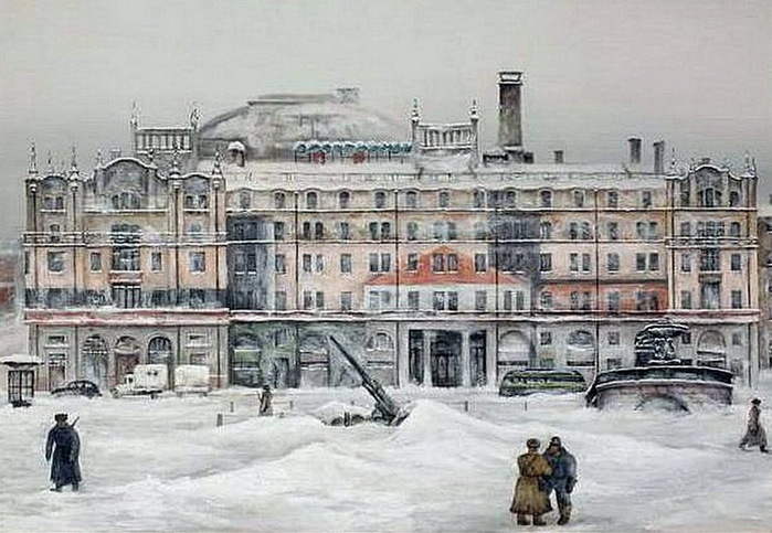 1941 Зенитное орудие на площади Свердлова, декабрь 1941г. (700x483, 126Kb)