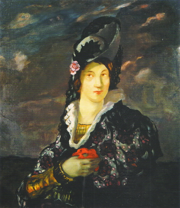 1910-е Портрет дамы в карнавал костюме. Х, м. 100,5х86,5 см. ЧС Мск (603x700, 159Kb)