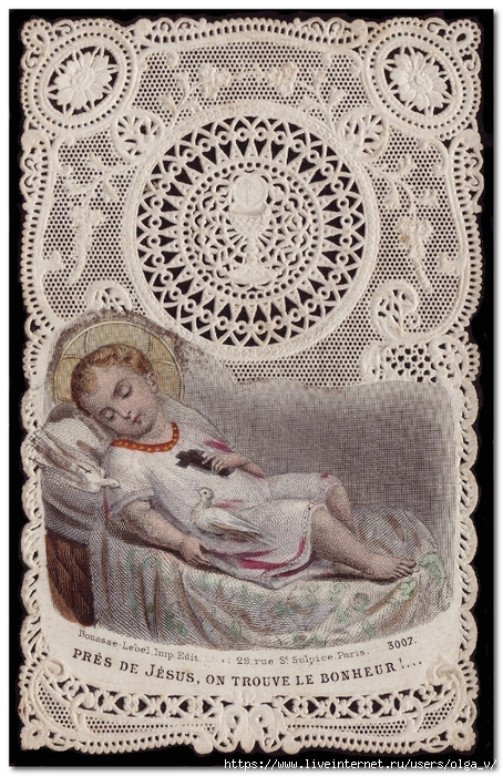 Near to Jesus one Finds Happiness hand colored Bouasse Lebel (454x700, 355Kb)