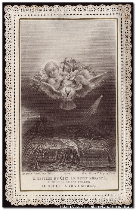 HE DESCENDS FROM HEAVEN, THE LITTLE CHILD He weeps for your sins. He smiles on your tears. Bouasse Lebel 2O23 (452x700, 338Kb)