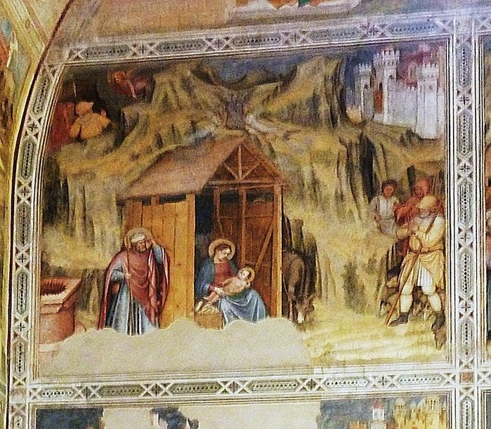 Oratorio di San Giorgio. Jesu Geburt, Fresko an der Eingangswand (900x811, 133Kb)