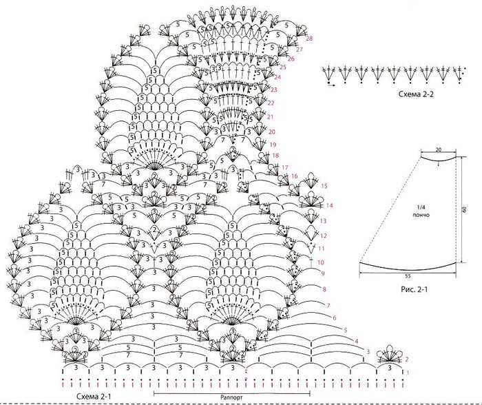 Вязаное пончо крючком схемы