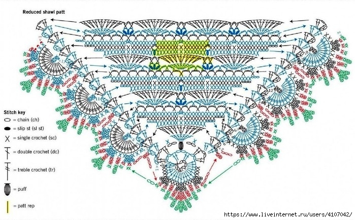 Шаль листопад крючком схема и описание
