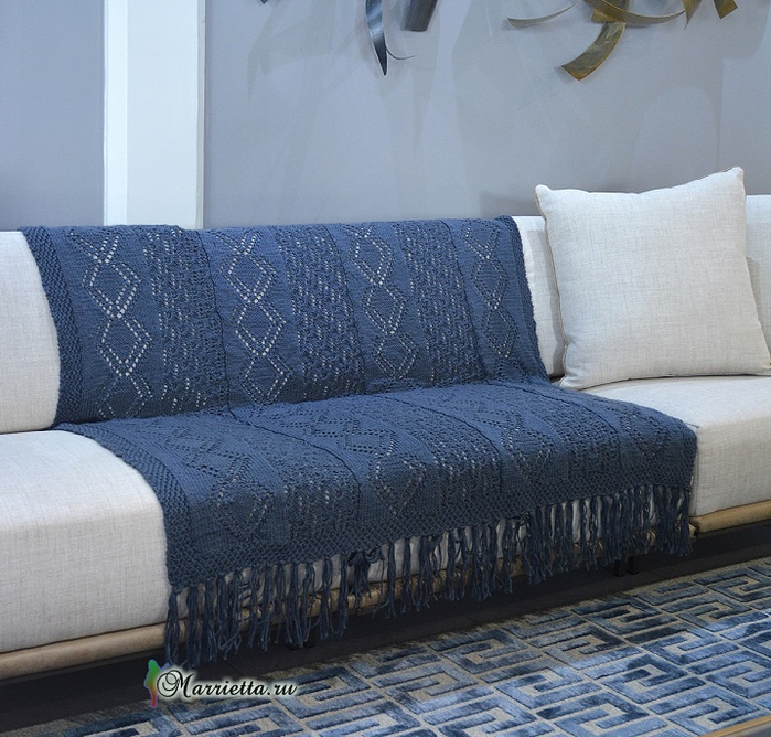 Вязание спицами накидки на диван. Схемы вязания (1) (700x668, 476Kb)