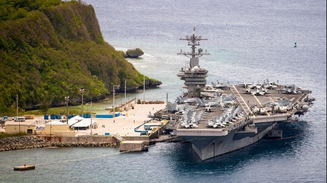 USS Theodore Roosevelt moored at Naval Base Guam, May 15, 2020 (643x361, 226Kb)