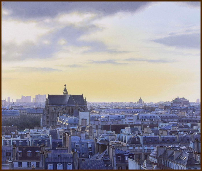 003. Crépuscule sur St Eustache et les toits de Paris (700x591, 404Kb)