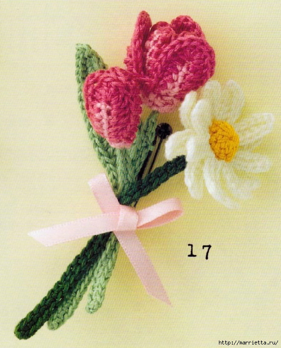Цветы крючком для создания украшений. Схемы вязания (17) (566x700, 277Kb)