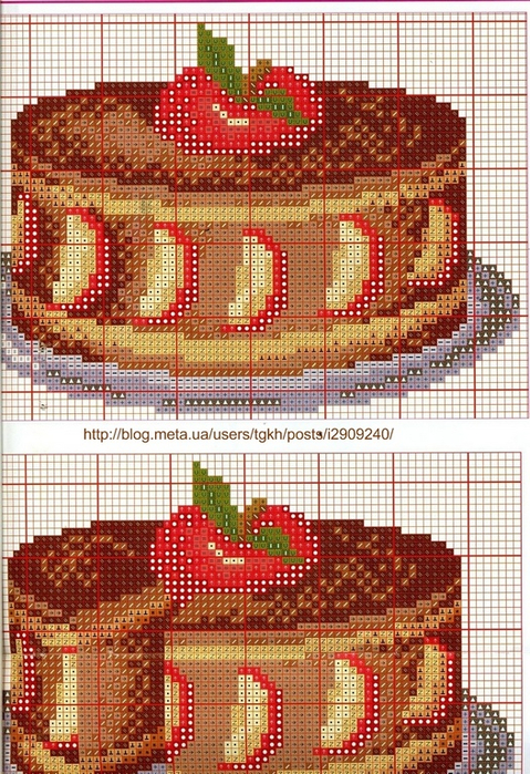 Схема для вышивания крестиком торт