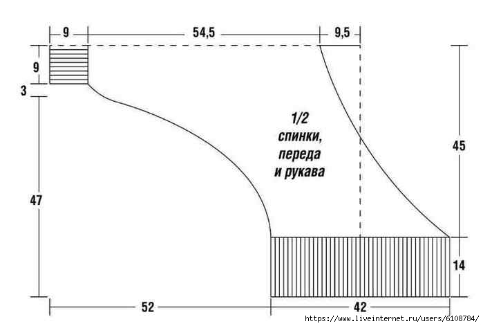 Пуловер кимоно спицами со схемами