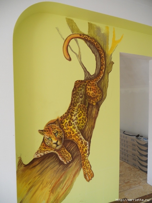 Роспись стен в интерьере. Рисуем леопарда (22) (525x700, 218Kb)