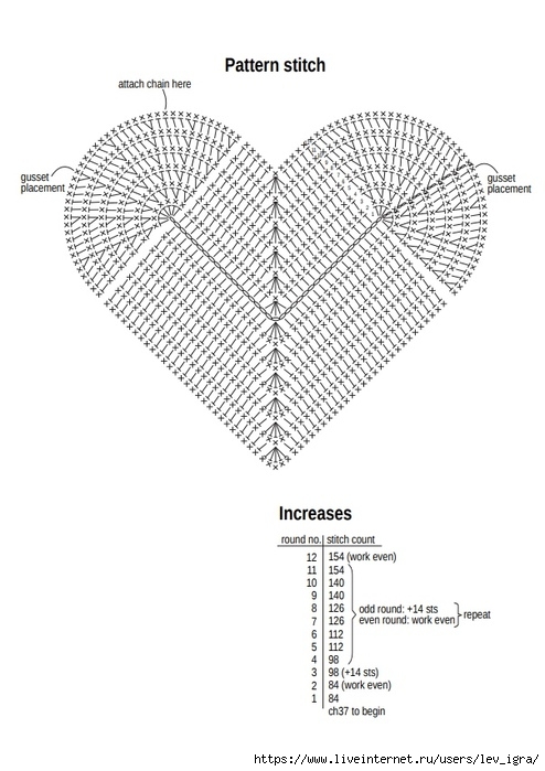 Большая подушка сердце крючком схема