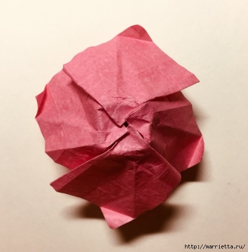 Роза в технике оригами из бумаги (11) (492x500, 99Kb)