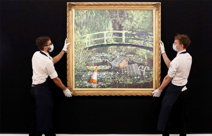 Картина Бэнкси за 10 млн   тележки в «Пруду с водяными лилиями» Моне