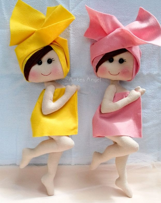 Куколки из фетра для декора в ванную комнату (7) (556x700, 330Kb)