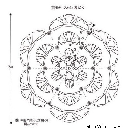 Снуд-воротник крючком из объемных цветочных мотивов (2) (413x430, 110Kb)