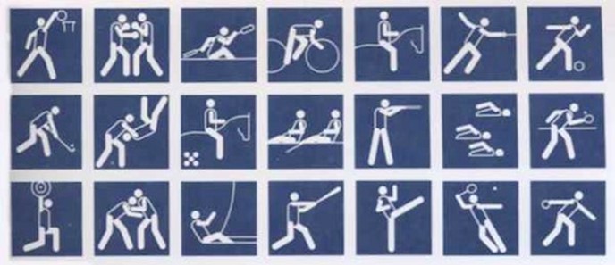 Логотипы олимпийских видов спорта разных лет