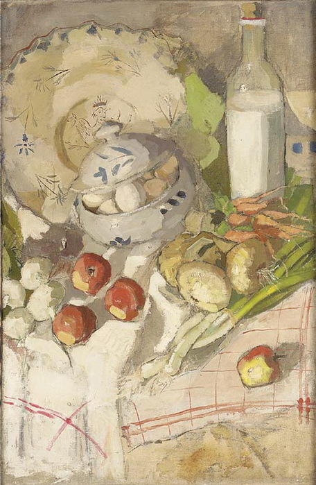 1900-е Натюрморт с фруктами, овощами, миской яиц и бутылкой молока. Х, м. 82 x 54cm. Кристис Лондон 2003. Прод. GBP 57,360 (456x700, 136Kb)