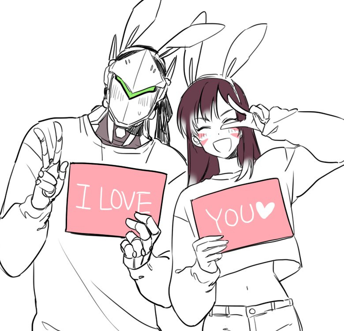 safebooru.org - 1822732 - overwatch d.va (overwatch) genji (overwatch) (700x...