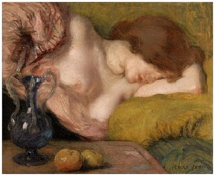 1890 De appels of Slapende jonge vrouw (Задремавшая девушка) ЬХ, м. 50,5 x 61,5 cm. Museum voor Schone Kunsten Gent (700x573, 123Kb)