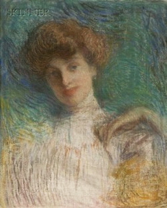 1895 Head_of_a_womан. Холст, пастель. 60.3 x 49.5 cm. ЧС (562x700, 97Kb)