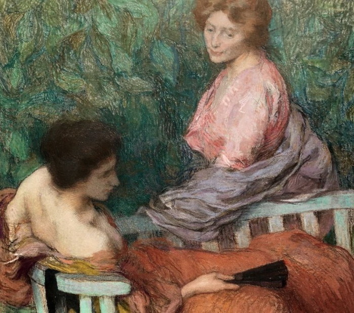 1898 Les Confidences (1)-Fine-Arts-Museums-of-San-Francisco. pastel on blue-grey mounted paper on canvas, Фрагмент (700x617, 181Kb)